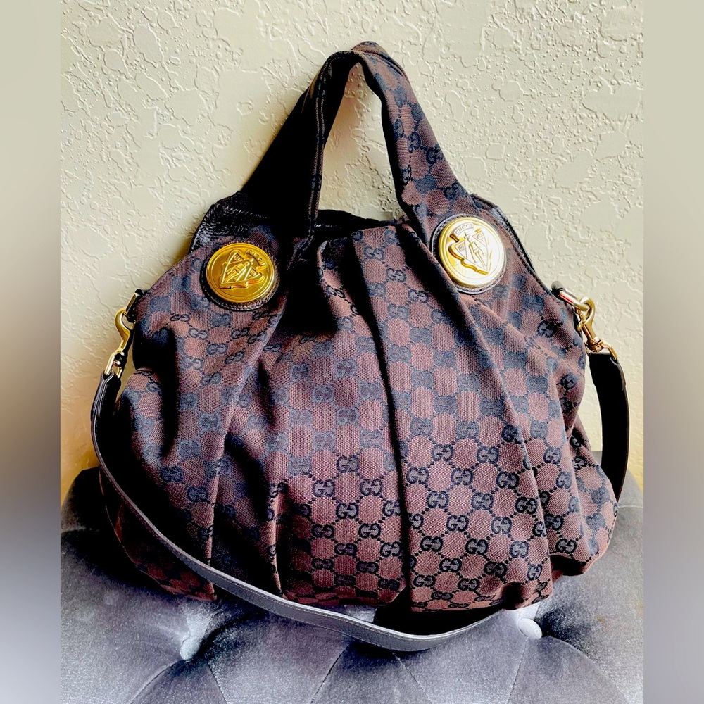 Gucci GG Canvas Hysteria Espresso/ Chocolate Hobo Shoulder Bag( Preowned)